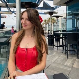 red faux leather corset top